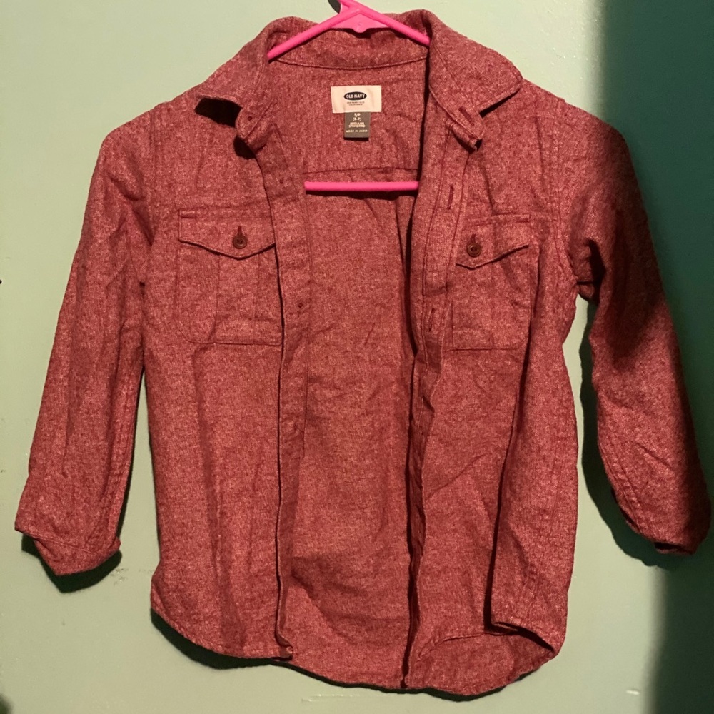 Boy Red long sleeve old navy button down shirt